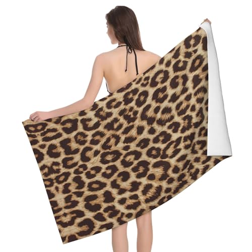 Serviette de bain microfibre imprimée léopard ultra douce et absorbante