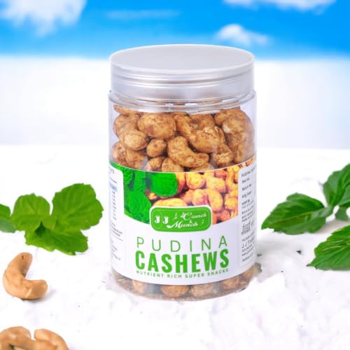 Image of J J crunch N munch 100% Natural Cashew Roasted with Mint Whole Crunchy & Spicy Cashew (Each 250gm) (Pack of 3) (1)