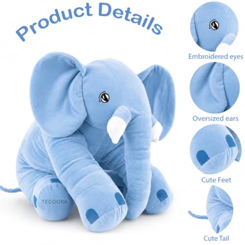Image of Big Jumbo Elephant Soft Toy for Kids Girls Boys,Sky Blue,Big cushionAnimal Plush Stuffed Baby Teddy Gift Birthday, 60 cm