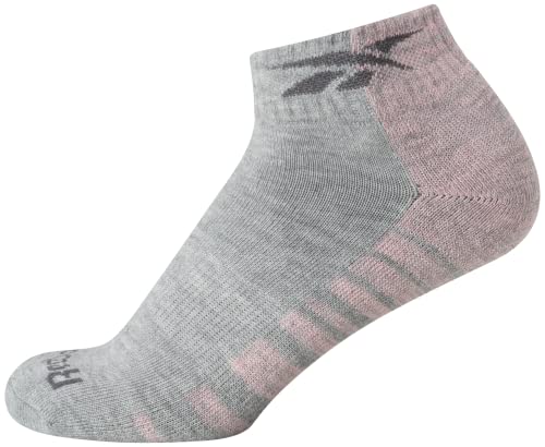 Image of Reebok Womens Quarter Socks Moisture Wicking Cushioned Ankle Socks, 12 Pack | Stretch Performance Fabric, Cushioned Heel & Toe, Secure Arch Support, Quarter Cut, Shoe Size 4-10