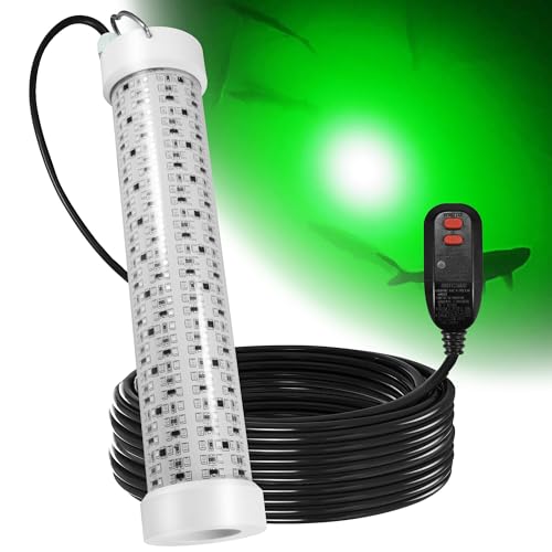 Goldlife 400W LED Green Underwater Fishing Light, 100ft Cable丨110V GFCI Safety Plug丨IP69K Submersible Attractants Light丨for Docks/Boats/Kayaks丨for Fresh & Salt Water Fishing 400W Green