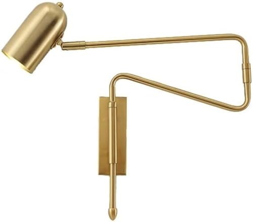 Modern Industrial Swing Arm Wall Sconce Adjustable Vintage Iron Wall Light for Bedroom Bedside Farmhouse Living Room E26E27 Base(Gold) disponible en Yaxa Costa Rica