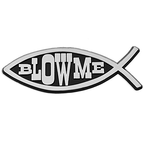 Image of Blow Me Fish Plastic Auto Emblem - [Silver][5'' x 1 3 /4'']