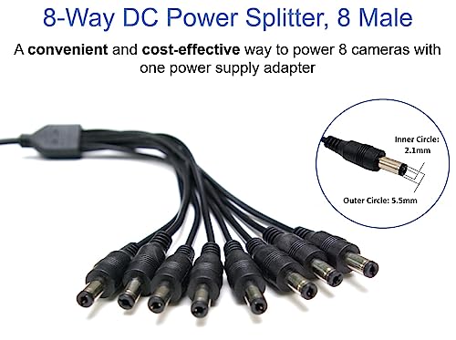SOLTECH-8-Way-DC-Power-Splitter-Cable-for-Security-Cameras-1-Female-to-8-Male-55-21mm-8-Channel-Y-Adaptor-for-CCTV-Surveillance-Cameras