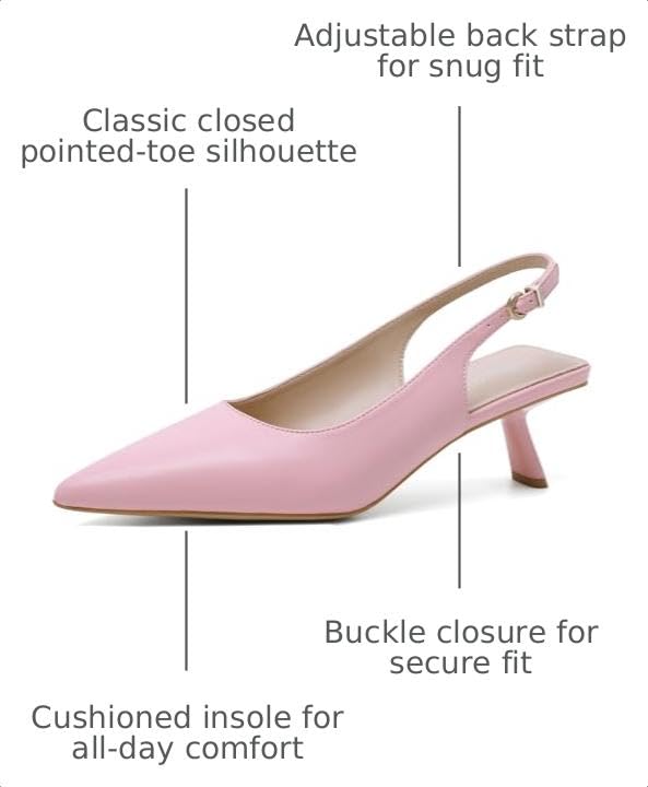 Image of Mostrin Kitten Heels for Women Pointed Toe Pumps Patent Leather Low Heel Slingback Heels with Buckle Dress Shoes for Dating Party Working