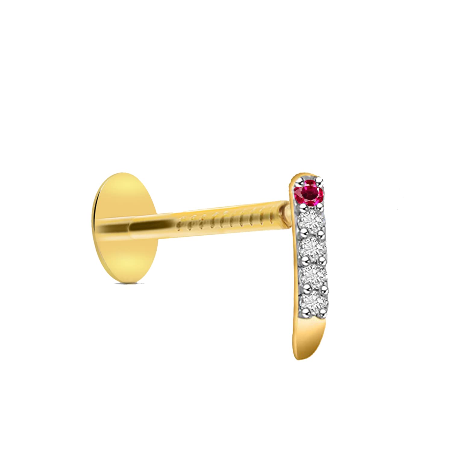 RUBBIE LET'S HAVE A BRIGHT STARRubbie 18k yellow gold plated saniya nose pin for women(red)