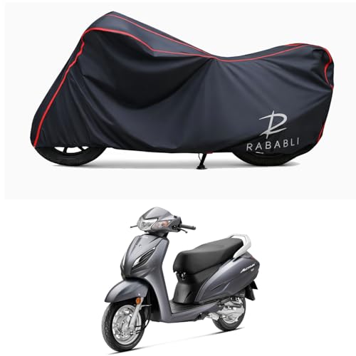 Image of Waterproof Bike Body Cover Compatible for | Honda Activa 6G | Taffeta Fabric, Red Piping Design, Bottom Elastic Fit | Dustproof, Sun UV & Rain Protection for All Bikes