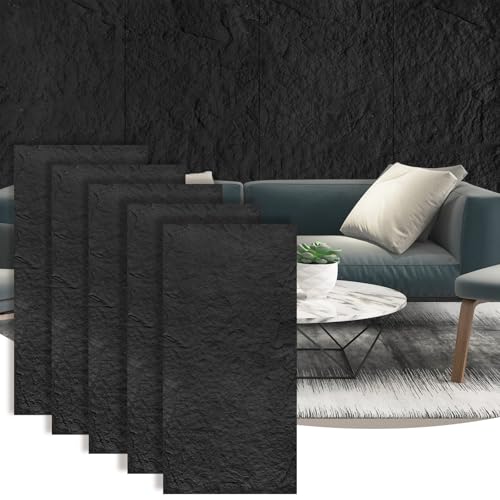 Artbrix 5-Pack 3D Faux Stone Wall Panels, PU Cement-Texture Wainscoting Panels for Interior Walls – Waterproof & Lightweight, Covers 38.7 Sq.Ft, 47.2