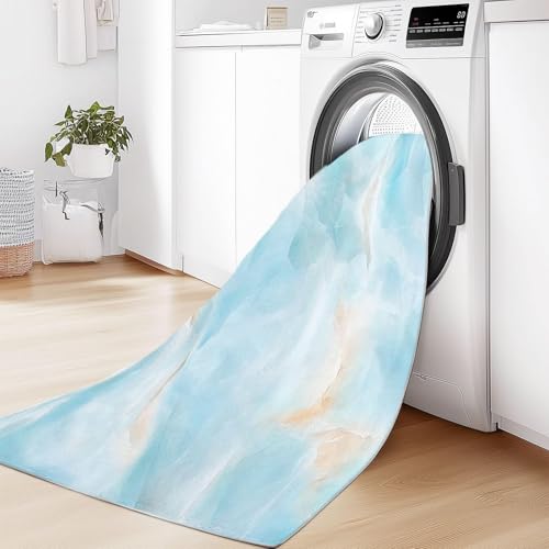 Tapis de salon moderne bleu clair imprimé marbre 190x250 cm - 7