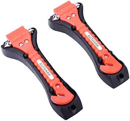 AUTOARK Car Safety Antiskid Hammer Seatbelt Cutter Emergency Class - Window Punch Breaker Auto Rescue Disaster Escape Life-Saving Hammer Tool,2 Pack,AZU-012