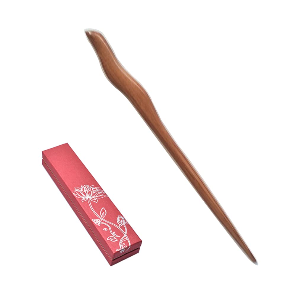 Medifier Handmade Red Sandalwood Wood Stick Chinese Hair Pin Wooden Ebony Hairpin Chopsticks for Women Lady Girls Long Hair Accessories with Gift Box Style 06