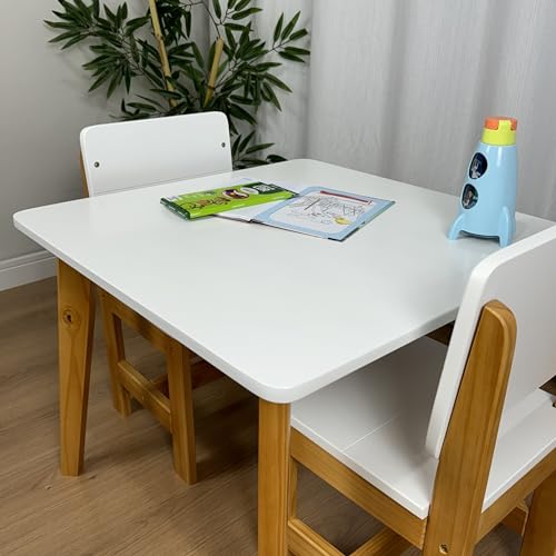 Conjunto Mesa Infantil Com 2 Cadeiras Madeira Maciça Branco
