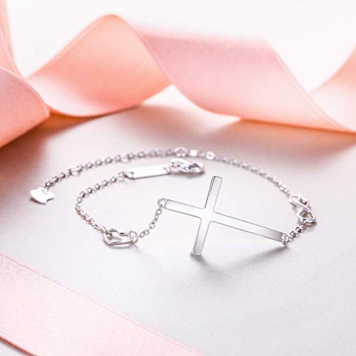 EVER FAITH Cross Bracelet 925 Sterling Silver Religious Classic Heart Infinity Charm Bracelets Adjustable Chain Birthday/Mothers Day/Valentines/Christmas Jewelry Gift for Women4