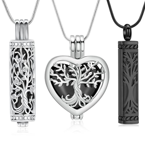 Collier urne funéraire de prestige en forme de cœur et cylindre en acier précieux