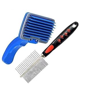 2 in 1 Pet Comb Pack Adjustable Dog/Puppy/Kitten/Cat Brush/Pet Comb for Grooming Cum Massager and Safety from Mites/Lice/Ticks Combo Pack of 2 Comb