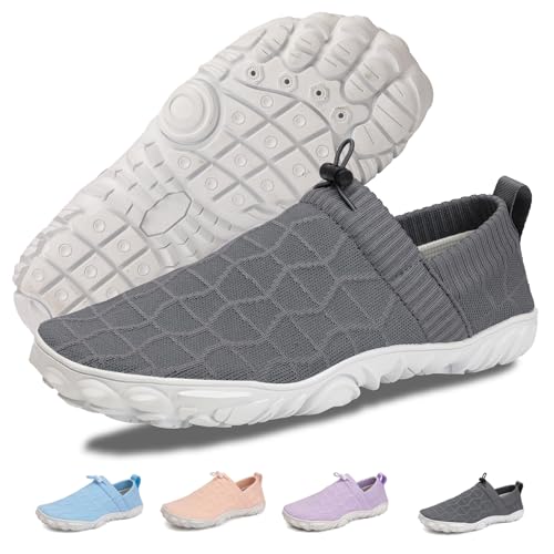 Image of Beach Water Shoes for Women Men Quick Dry Non-Slip Wide Toe Hike Barefoot Footwear for Beach Pool Aqua Swim Surf Walk