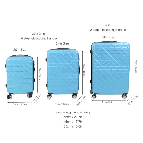 Yosoo Lightweight Hardshell Spinner Luggage Set with TSA Lock, 3 Piece ABS Aluminium Alloy Suitcases with Smooth Wheels for Travel (Blue Notebook)2