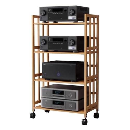 4-poziomowa szafka stereo z kółkami – stojak audio AV Media Tower do kina domowego CD stojak podłogowy do systemów stereo i urządzeń multimedialnych