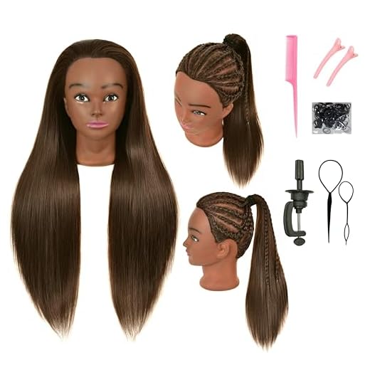 RYHAIR 30 inches Afro 20% Human Hair Mannequin Head Hairdresser Hairstylist Training Practice Braiding Styling Curling Coiling Display Cosmetology with Stand