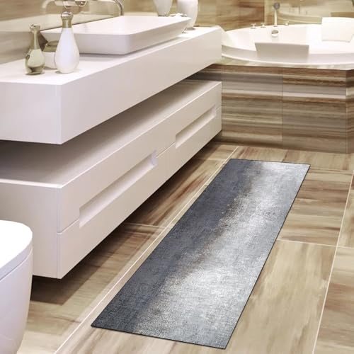 Alfombra atrapa la suciedad larga de poliéster para suelo gris de cocina 4