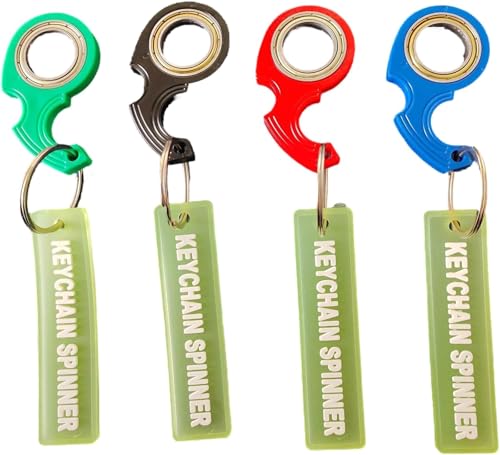 Votvlog 4 Pcs Porte-clés Fidget Spinner, Portable Keychain Spinning, Jouet Multifonctionnel Rotation De Clé, Anneau Fidget Portable, Relaxation, Soulager...