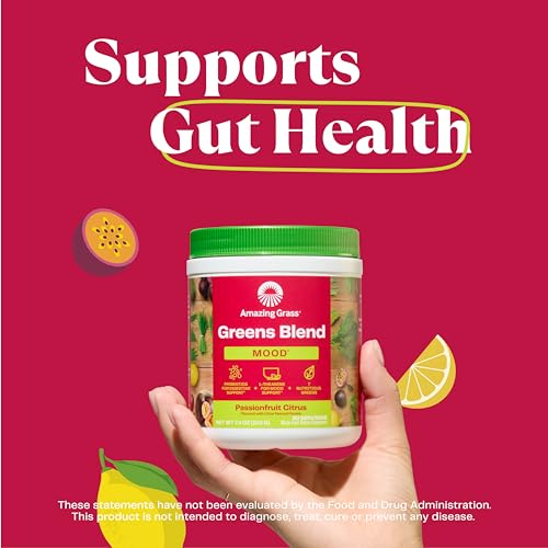 Amazing Grass Greens Blend Mood: Super Greens Powder Smoothie Mix for Mood, Relaxation & Stress Support with Organic Spirulina, Chlorella, Beet Root Powder, Digestive Enzymes & Probiotics, 30 Servings - Image 5