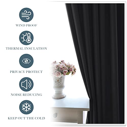 Pony Dance PDUSBLKBTRP2-4236BLACK Window Curtains Tiers - Home Decor Rod Pocket Solid Black Out Curtain Valances Decorative For Small Bathroom/Bedroom thumb #7