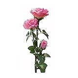 LIEYANG Solar Power 3 LED Pink Rose Flower Light Garden Waterproof Lamp Pink