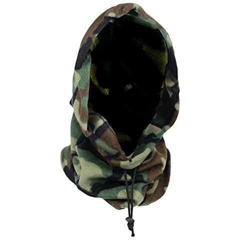 Boys Mens One Size Winter Thermal Warm Snood Balaclava Neck Warmer Hoody Ski Snow Hat Green Camouflage Cover