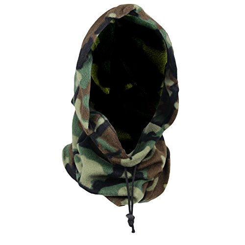 Boys Mens One Size Winter Thermal Warm Snood Balaclava Neck Warmer Hoody Ski Snow Hat Green Camouflage