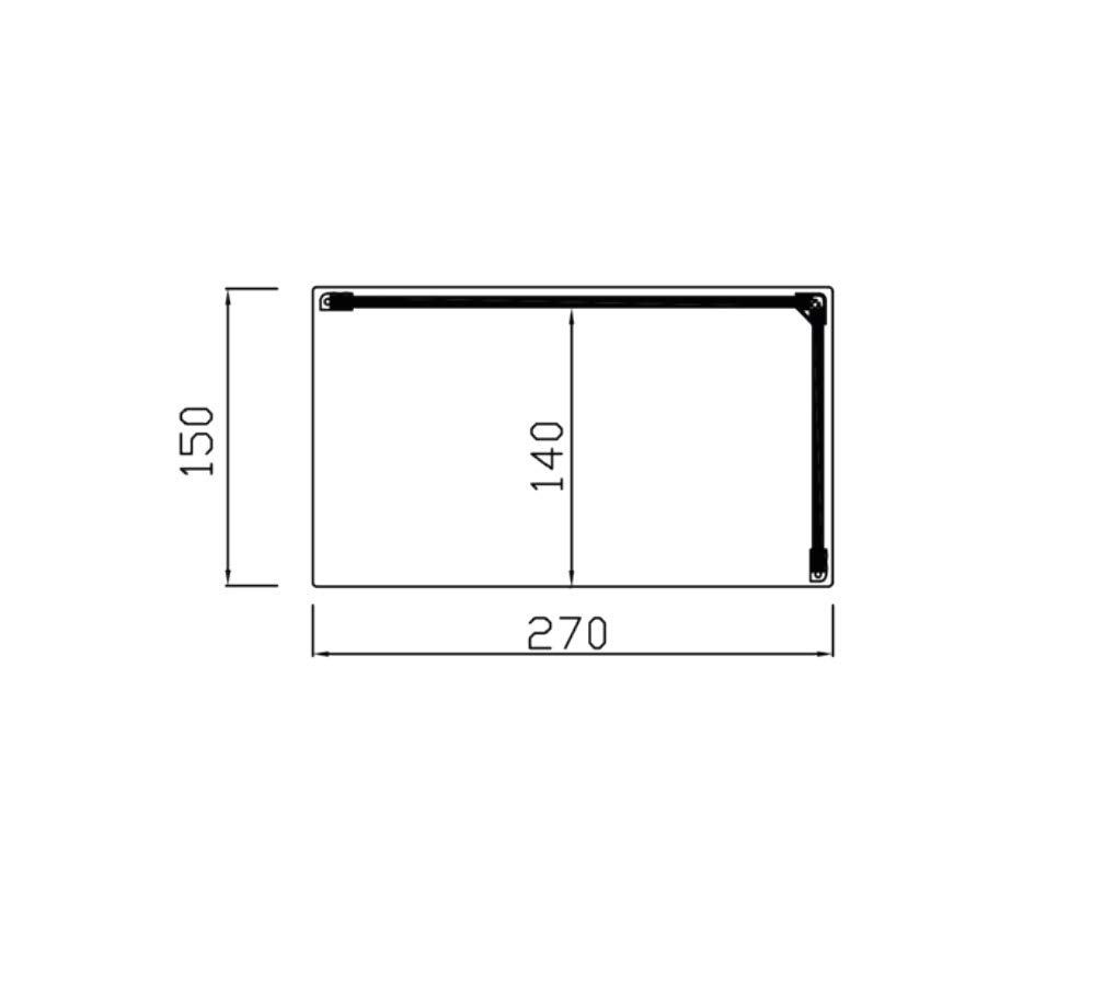 Vetrina professionale neutra in alluminio nero 1010 x 270 x 150 mm