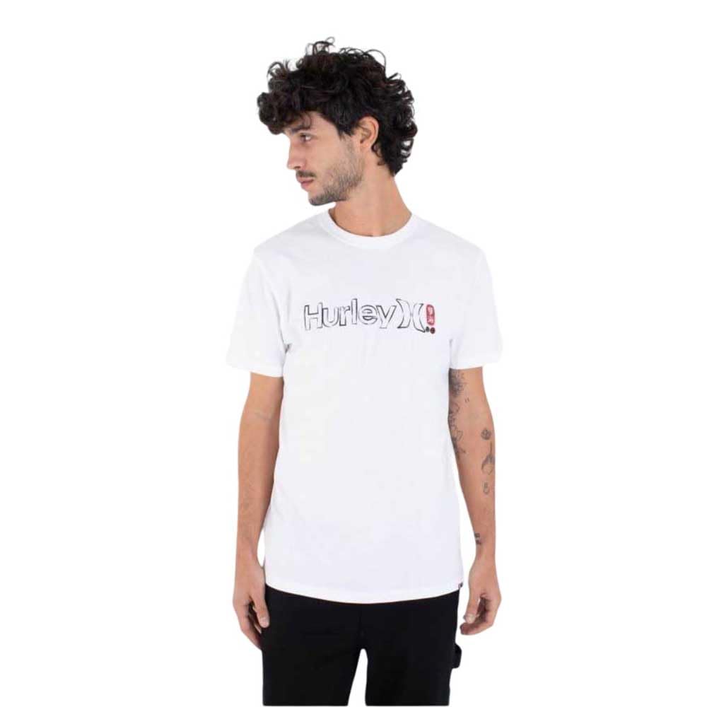 Hurley Mens Short Sleeve Samukai O&o T-Shirt, White, S EU