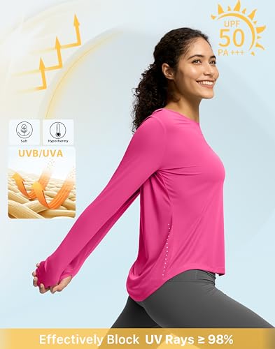 Image of Soothfeel Lightweight Long Sleeve Workout Tops for Women Gym Running Shirts | Quick Dry, Breathable, Moisture Wicking, UPF 50+ Sun Protection, Athletic Shirts for Running, Gym, Exercise, Yoga, Hiking