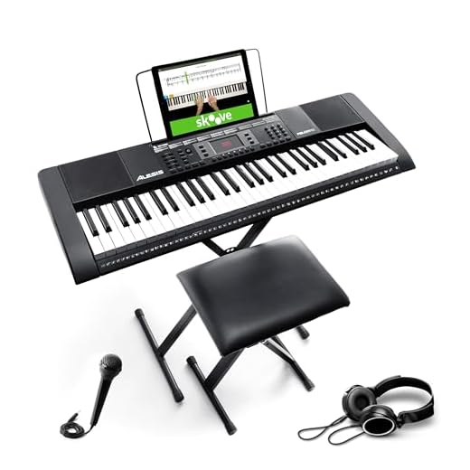 Alesis Melody 61 - Pianola, Tastiera Musicale Portatile con Cuffie, Casse Integrate, Microfono, Stand, Leggio, Sgabello e 61 Tasti