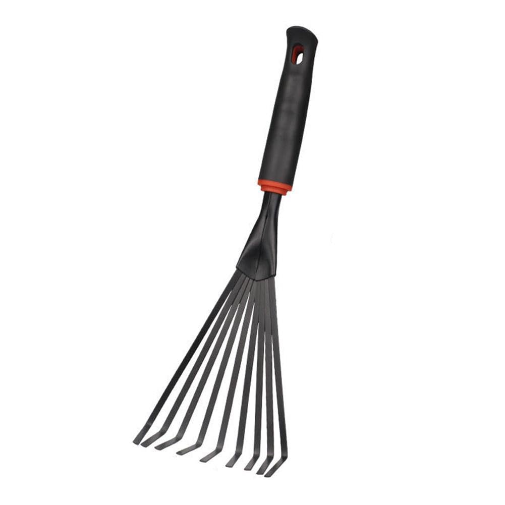 Mini Garden Rake, Hand Rake Hand Fan Leaf Rake with Ergonomic Comfort Grip, Stainless Steel Head and Tines, for Cultivating Loosening Soil Spreading