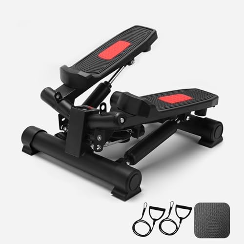 Fiskr Mini Stepper for Exercise at Home, Portable Stair Steppers Exercise Equipment, Hydraulic Twist Stepper with Resistance Bands, LCD Monitor 330lbs Weight Capacity(Black), Fiskr-Stepper-03