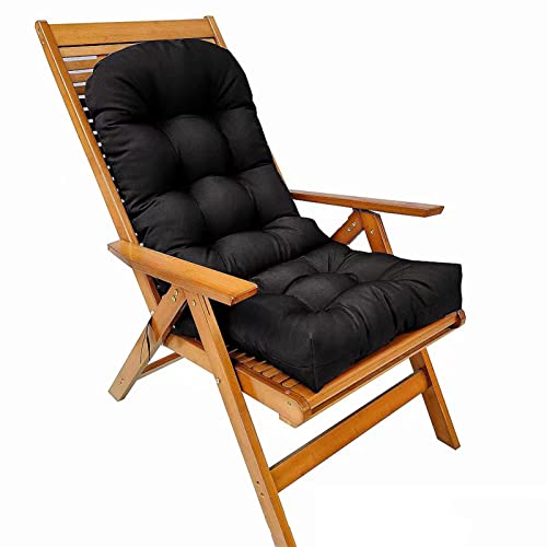 RPZVGG Cojín para Mecedora, Cojines Antideslizantes Y Cómodos para Mecedoras de Interior con Lazos, Cojines para Sillas de Patio con Respaldo Alto, Cojines para Mecedoras de Exterior(Negra)