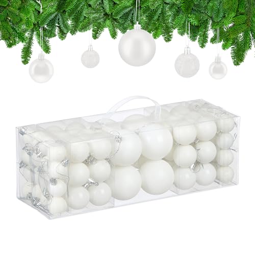 Relaxdays Weihnachtskugeln im 76er Set, Kunststoff, glitzernde, Matte,...