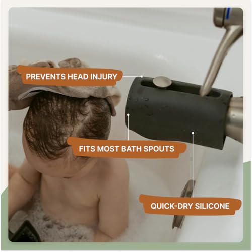 Image of Parker Baby Universal Bathtub Faucet Safety Guard | Soft & Durable Silicone Faucet Cover Bathtub Baby | BPA Free & Food Grade Bath Spout Cover for Baby in Neutral Colors