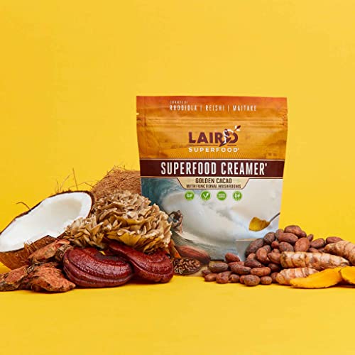 Image of Laird Superfood Non-Dairy Original Superfood Golden Cacao Coconut Powder Coffee Creamer with Functional Mushrooms, Maitake, Reishi, Gluten Free, Non-GMO, Vegan, 8 oz. Bag, Pack of 1