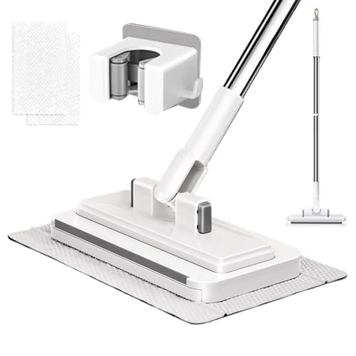 Fregona con sistema de sujeción a presión, fregona sin lavarse las manos con paños de microfibra reutilizables y clip de fregona para limpieza en húmedo y seco, hogar, cocina, baño