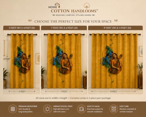 Image of Radha Krishna Digital Print Eyelet Curtain | 9Ft 1pc| Home /Temple Decor