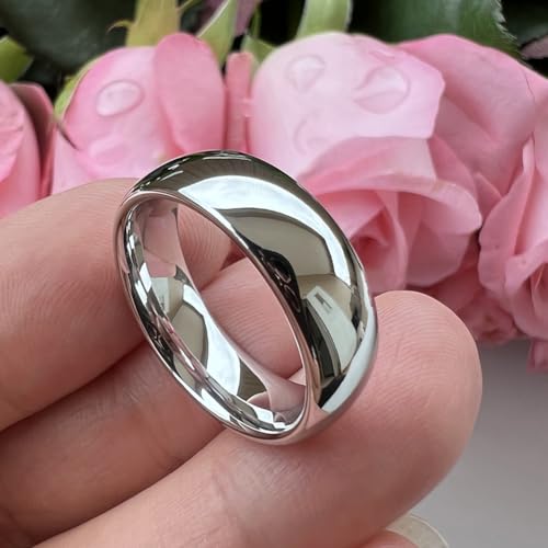 Image of TUTISS 2mm 3mm 4mm 5mm 6mm 7mm 8mm 10mm White Tungsten Rings for Men Women Engagement Wedding Bands Domed Polished Shiny Comfort Fit
