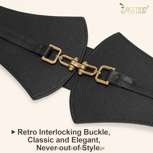 JASGOOD Women's Elastic Vintage Belt Stretch Retro Cinch Belt, Style 01-Black3