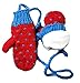 BIBITIME Handmade Knitted Gloves Warm lining Braided Rope Cute Pom Ball Mittens (One Size for Adult, Red)