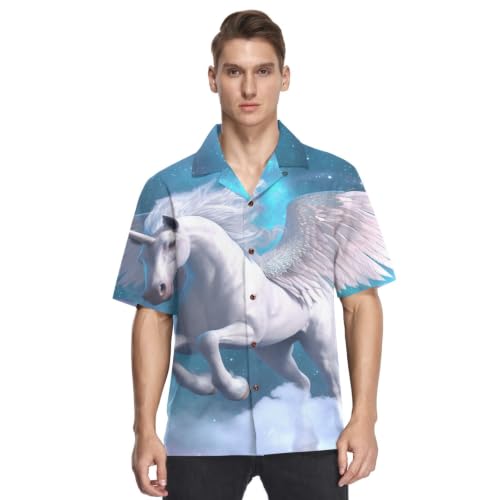 Chemise fantaisie mystique pour homme avec ailes de Pégase et étoiles