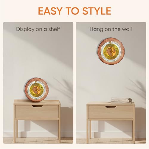 Image of AAKRITI ART CREATIONS Prashanti Om Wall Plate, Handcrafted Circular Wooden Decor, Dhokra Art Wall Hanging Panel Set of 1 Multi Color | Matte Finish Mango Wood | Living Room, Bedroom, Office