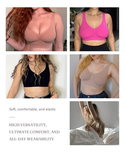 Image of FeelinGirl Seamless Everyday Bras for Women No Underwire with Wide Straps | Full Coverage, Comfy Sleep Bra, Smooth, Wide Back Bralettes, Wireless, Buttery Soft Tshirt Bra, Unlined, No Show