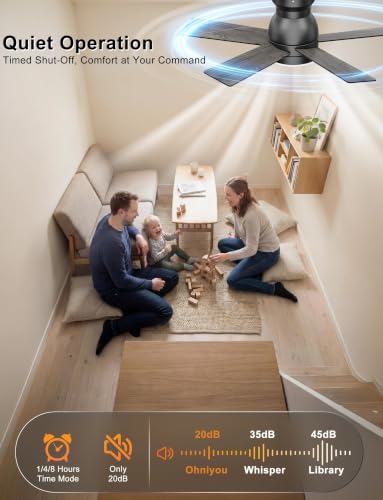 Ohniyou 32 Low Profile Ceiling Fan with Lights Remote APP Control Black - image 5