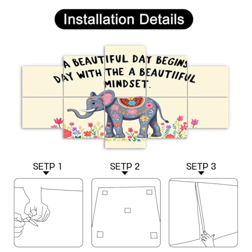10 Pack Paneles Acústicos Artísticos, Elefante Fantasioso con Flores Coloridas, Reducción de Ruido y Tratamiento Acústico para Estudio, Hogar y Oficina miniatura 3